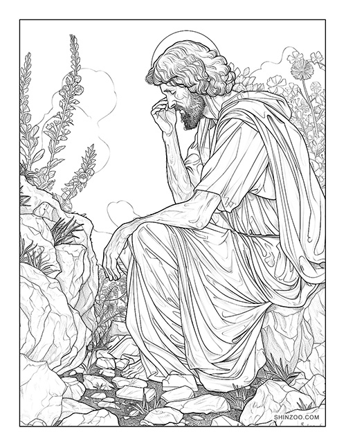 Jesus in the Garden of Gethsemane Coloring Page 03