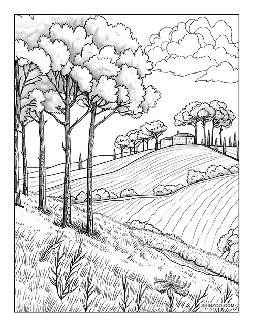 Landscape Illustration Coloring Page 03