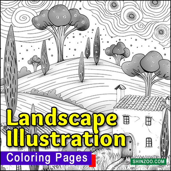 Landscape Illustration Coloring Pages Printable