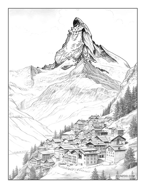 Matterhorn Switzerland Coloring Pages 02