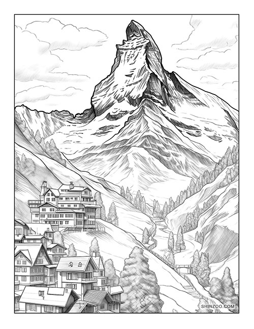 Matterhorn Switzerland Coloring Pages 03