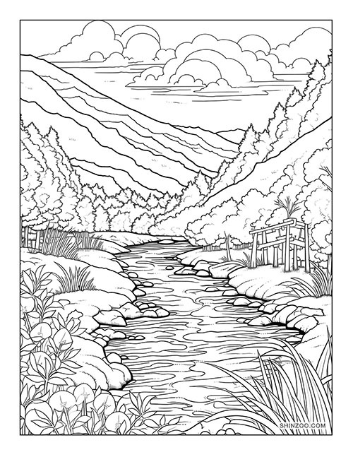 Mountain View Coloring Page 05