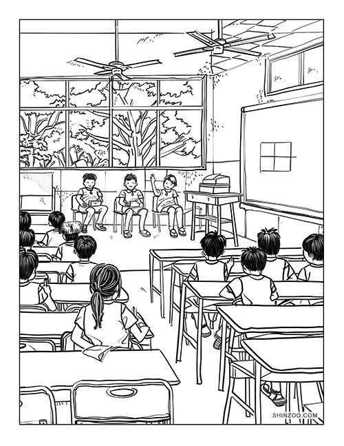 Philippine Classroom Scene Coloring Page 03