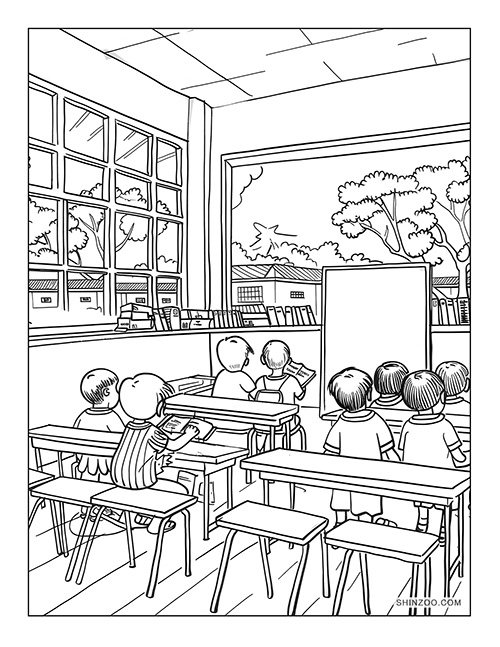 Philippine Classroom Scene Coloring Page 04