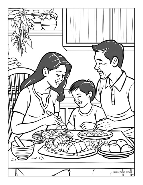 Philippine Family Dinner Scene Coloring Page 02
