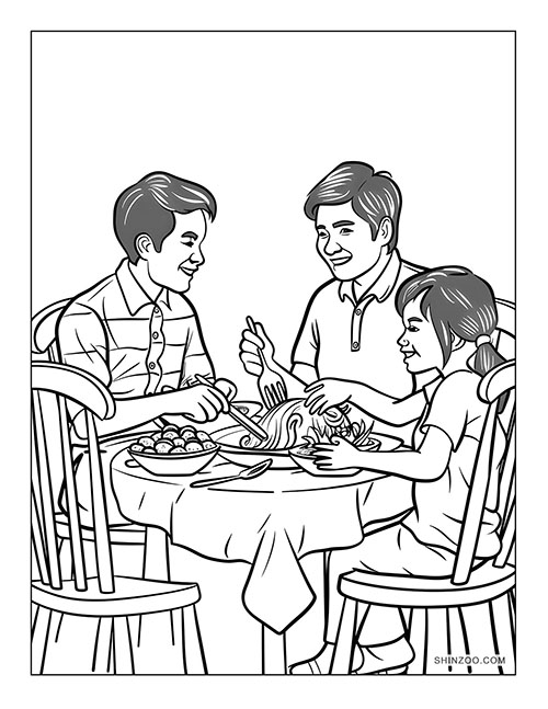 Philippine Family Dinner Scene Coloring Page 03