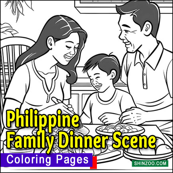 Philippine Family Dinner Scene Coloring Pages Printable