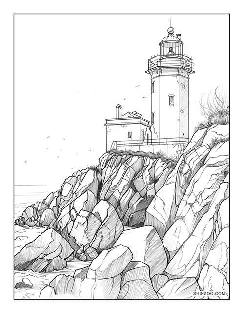 Picturesque Lighthouse Coloring Page 02