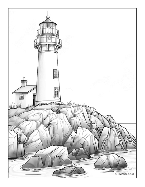 Picturesque Lighthouse Coloring Page 03