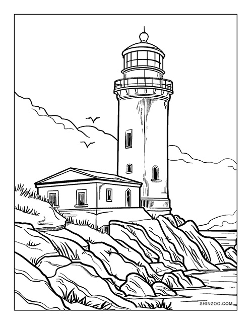 Picturesque Lighthouse Coloring Page 04