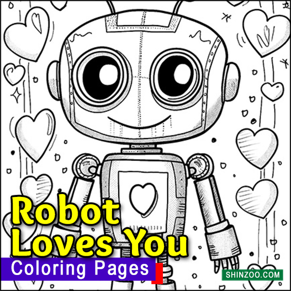 Robot Loves You Coloring Pages Printable