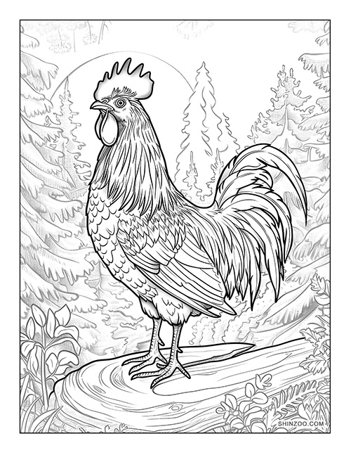 Rooster Coloring Page 02
