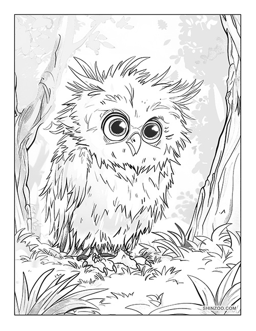 Sad Owlet Coloring Page 01