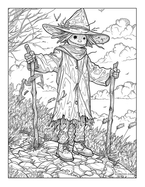 Scarecrows Coloring Page 02