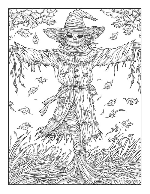 Scarecrows Coloring Page 04
