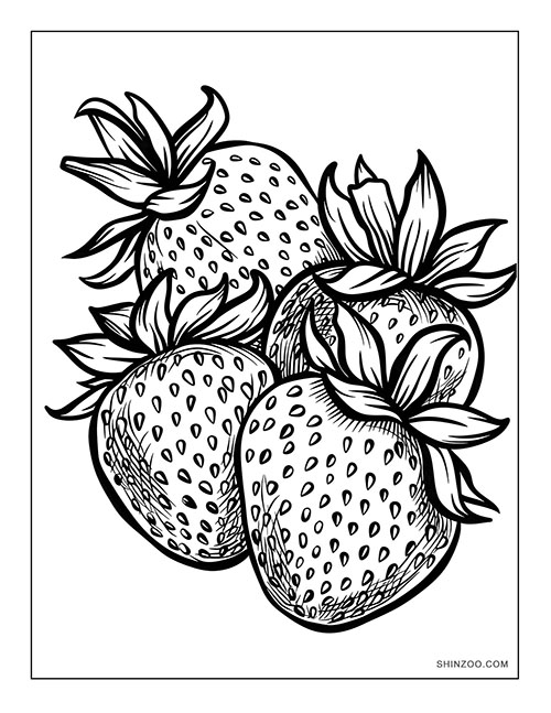 Strawberries Coloring Page 01
