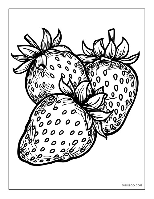 Strawberries Coloring Page 02