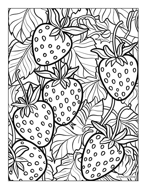 Strawberries Coloring Page 08