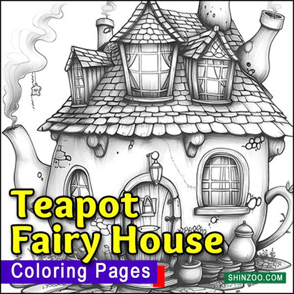 Teapot Fairy House Coloring Pages Printable
