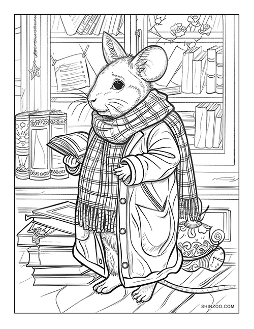 Victorian Mouse Coloring Page 01