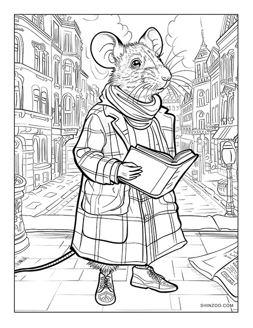 Victorian Mouse Coloring Page 02