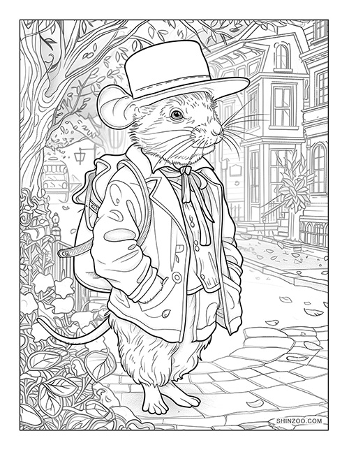 Victorian Mouse Coloring Page 04