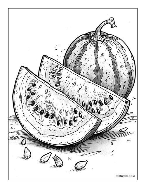 Watermelons Coloring Page 01