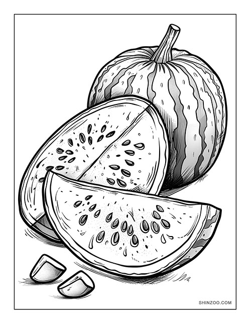 Watermelons Coloring Page 03