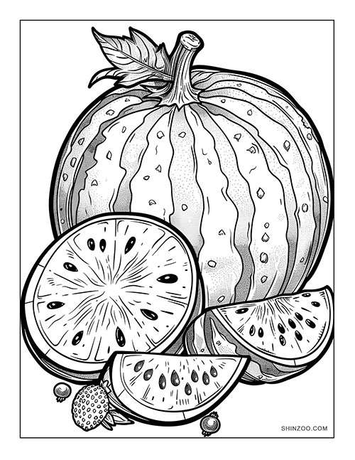 Watermelons Coloring Page 04