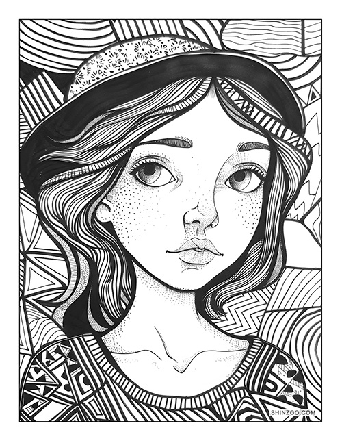 Whimsical Girl Coloring Page 02