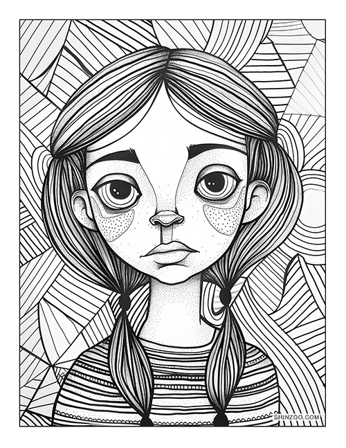 Whimsical Girl Coloring Page 03