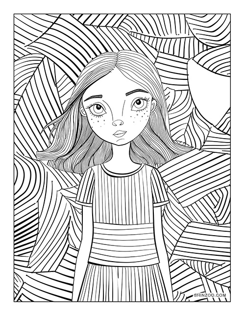 Whimsical Girl Coloring Page 04