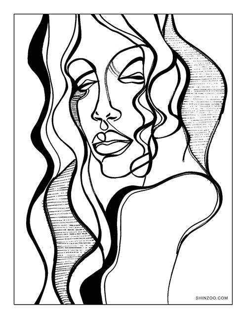 Woman Abstract Art Coloring Page 01