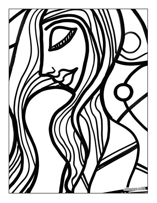 Woman Abstract Art Coloring Page 02