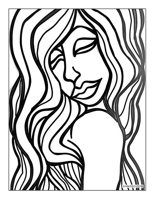 Woman Abstract Art Coloring Page 03