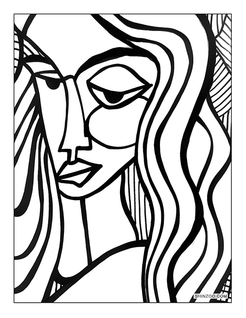 Woman Abstract Art Coloring Page 04
