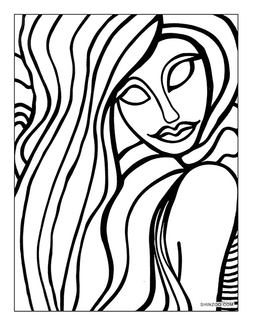 Woman Abstract Art Coloring Page 05
