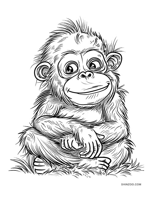 Baby Orangutan Coloring Pages 01