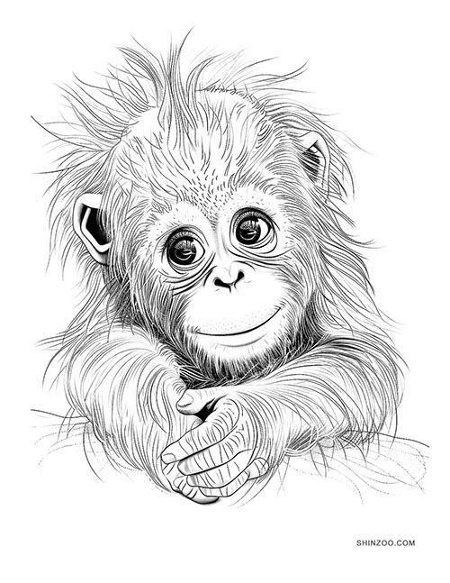 Baby Orangutan Coloring Pages 02
