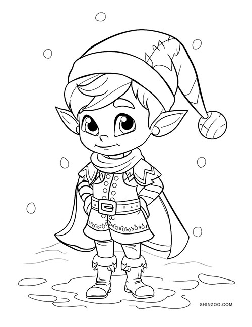 Christmas Elf Coloring Pages 01