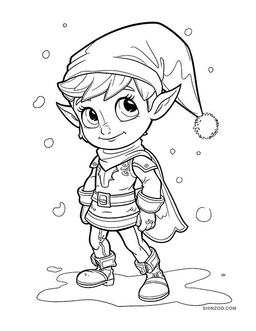 Christmas Elf Coloring Pages 03