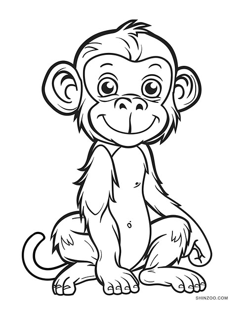 Cute Monkeys Coloring Pages 01