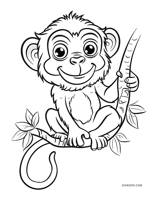 Cute Monkeys Coloring Pages 02