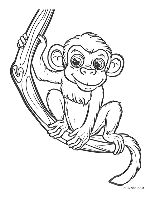 Cute Monkeys Coloring Pages 03