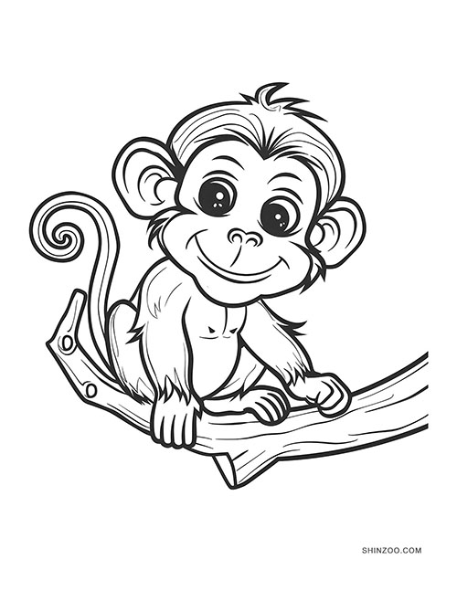 Cute Monkeys Coloring Pages 04