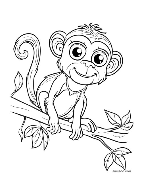 Cute Monkeys Coloring Pages 05