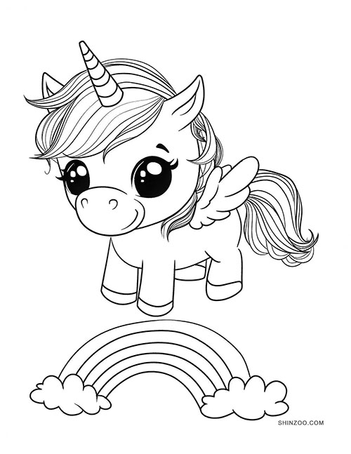 Unicorn Rainbow Coloring Pages 01