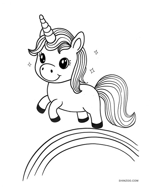 Unicorn Rainbow Coloring Pages 02
