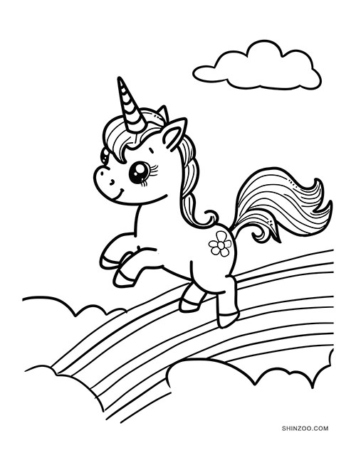Unicorn Rainbow Coloring Pages 06