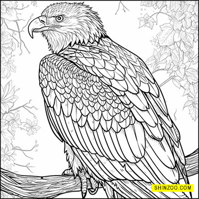 Majestic Forest Guardian: Intricate Eagle Coloring Page
